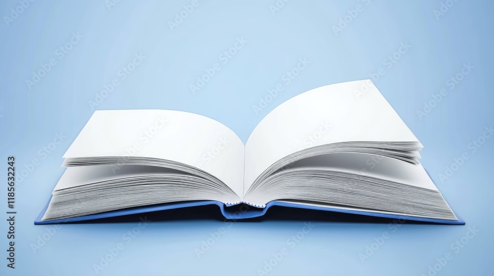 Open Blank Notebook on Soft Blue Background Ideal for Education Advertising and School Promotion Open Blank Notebook on Soft Blue Background Ideal for Education Advertising and School Promotion