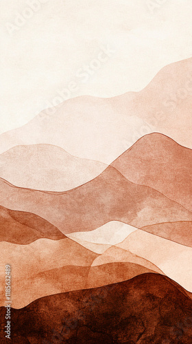 Color Trend Watercolor paint on white background abstract spots and stains. color mocha mousse. 2025. The texture vertical of watercolor. Abstract background artistic vibe for blogs or posters.