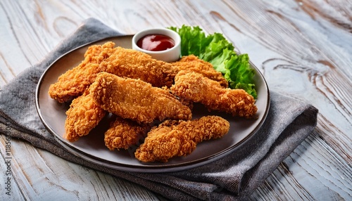 Crispy chicken fried tenders in plate