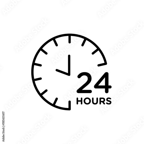 24 Hrs icon Vector logo outline
