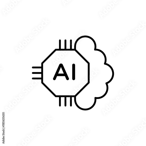 AI chip icon Vector logo outline