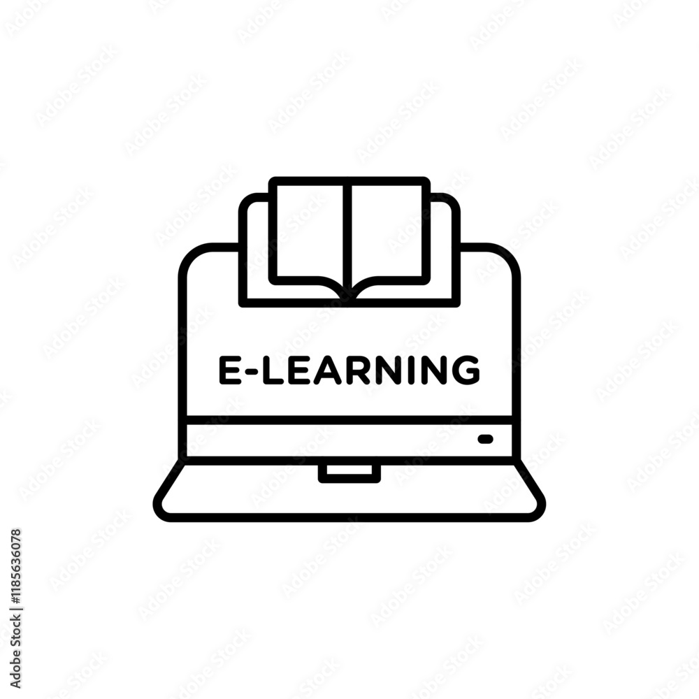 E-learning icon Vector logo outline E-learning icon Vector logo outline