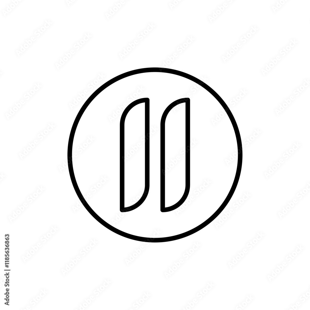 Pause button icon Vector logo outline