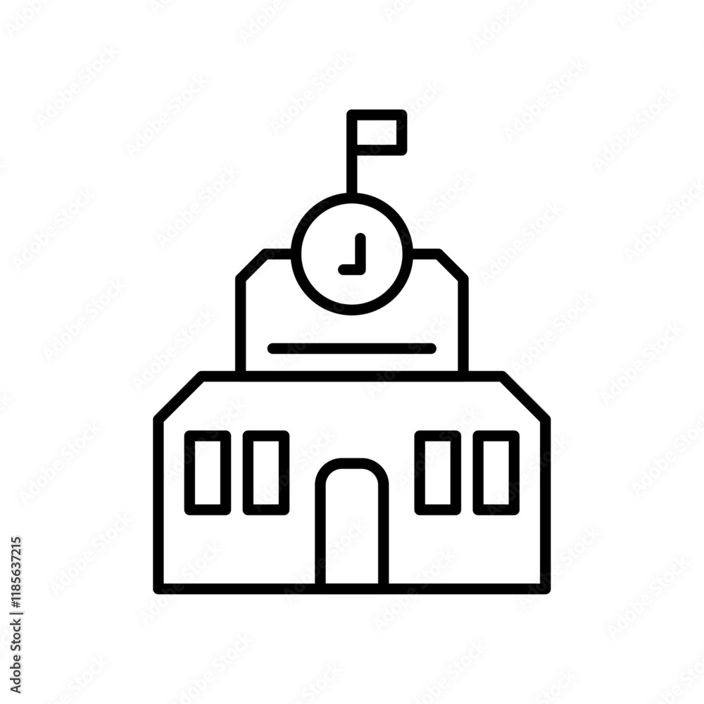 school icon Vector logo outline school icon Vector logo outline