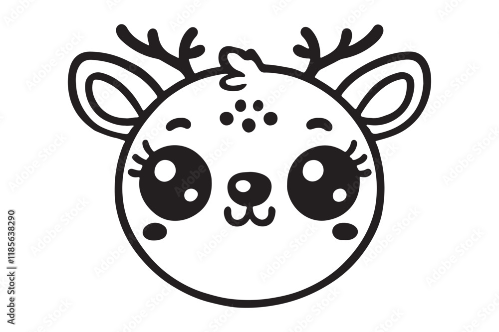 Obraz premium Cute cartoon reindeer face line art