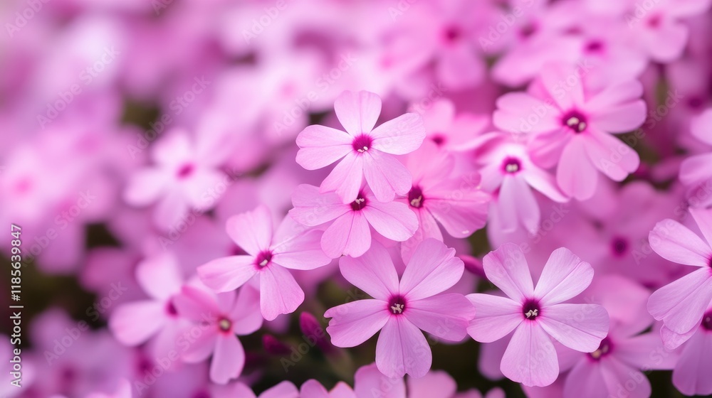 Pink phlox subulata vibrant flowers creating a soft pastel backdrop of delicate blossoms in full bloom Pink phlox subulata vibrant flowers creating a soft pastel backdrop of delicate blossoms in full bloom