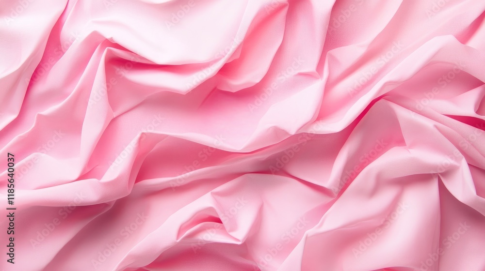 Obraz premium Textured pink fabric background with gentle folds and creases, perfect for design, textile, and creative projects.