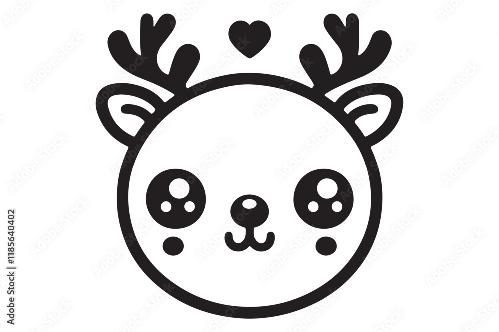 Obraz premium Cute cartoon reindeer face line art
