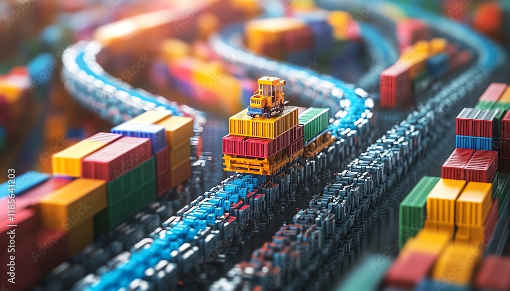 Obraz premium A conceptual image showcasing the flow of goods through intricate global value chains