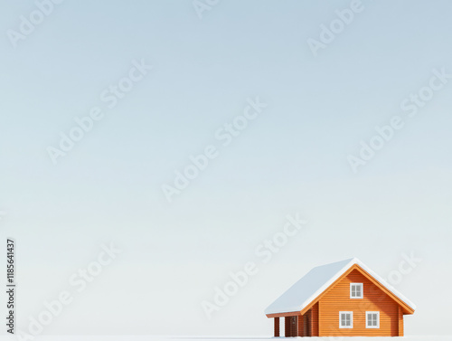 Wallpaper Mural Snow-covered wooden house stands alone in a vast winter landscape under a clear sky Torontodigital.ca