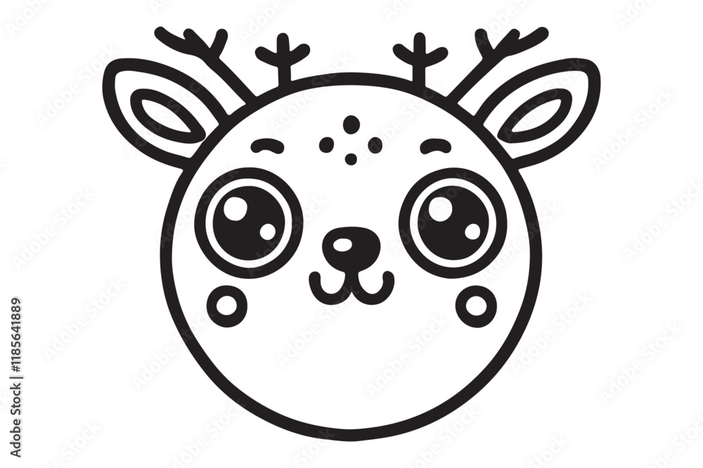 Obraz premium Cute cartoon reindeer face line art