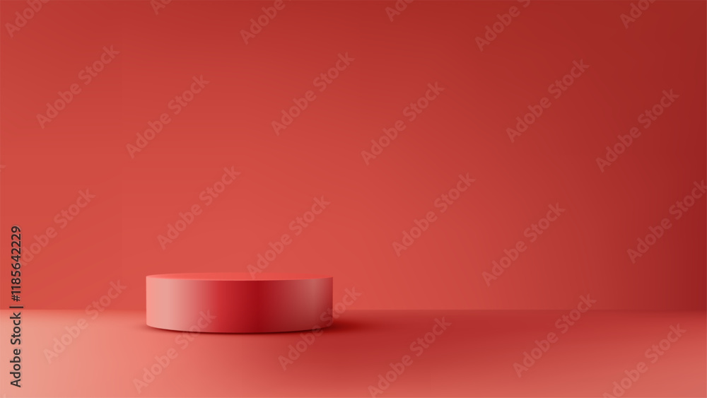 3D Red Podium with Minimalist Aesthetic for Chinese New Year Product Display and Festive Mockup Design 3D Red Podium with Minimalist Aesthetic for Chinese New Year Product Display and Festive Mockup Design