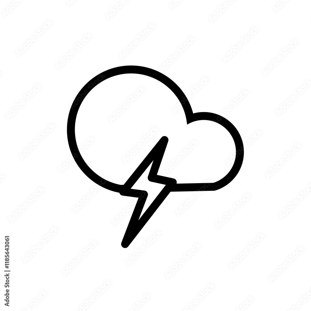 Cloudy weather icon with lightning Cloudy weather icon with lightning