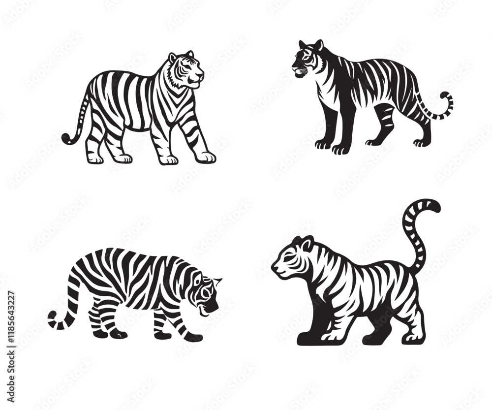 Obraz premium Wild Tiger Silhouette Graphic Vector