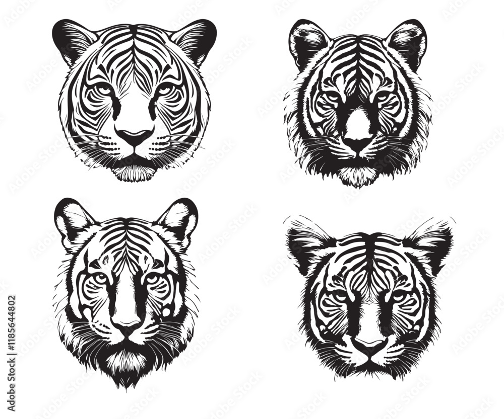 Fototapeta premium Wild Tiger Silhouette Graphic Vector