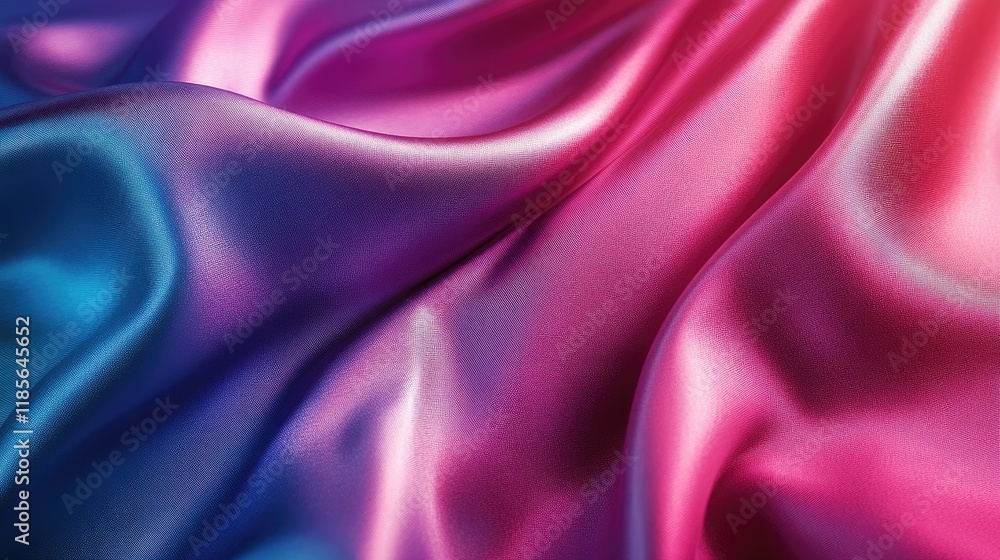 Obraz premium Colorful silk fabric texture with smooth elegant waves in shades of blue and pink ideal for backgrounds and fashion design elements