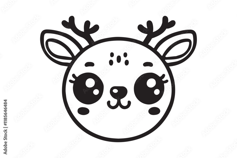 Obraz premium Cute cartoon reindeer face line art