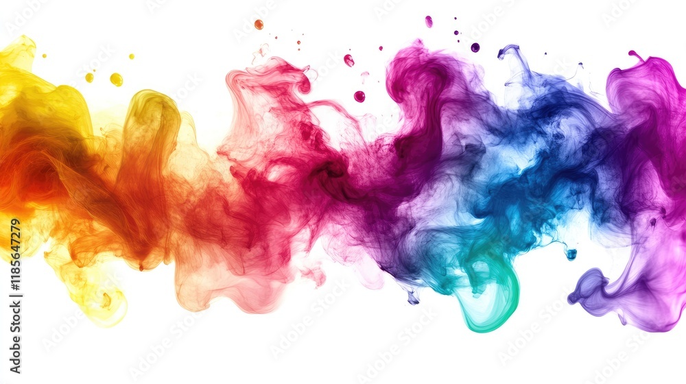 Vibrant Colorful Smoke Flowing in a Gradient of Rainbow Hues for Artistic Visual Background