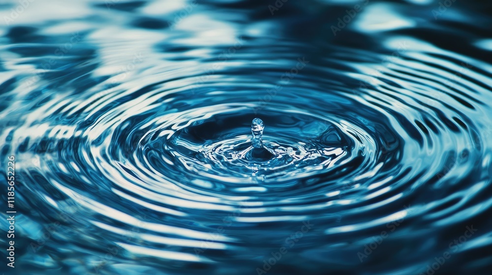 Serene Blue Water Ripples with Droplet Creating Elegant Circular Waves in Liquid Background Serene Blue Water Ripples with Droplet Creating Elegant Circular Waves in Liquid Background