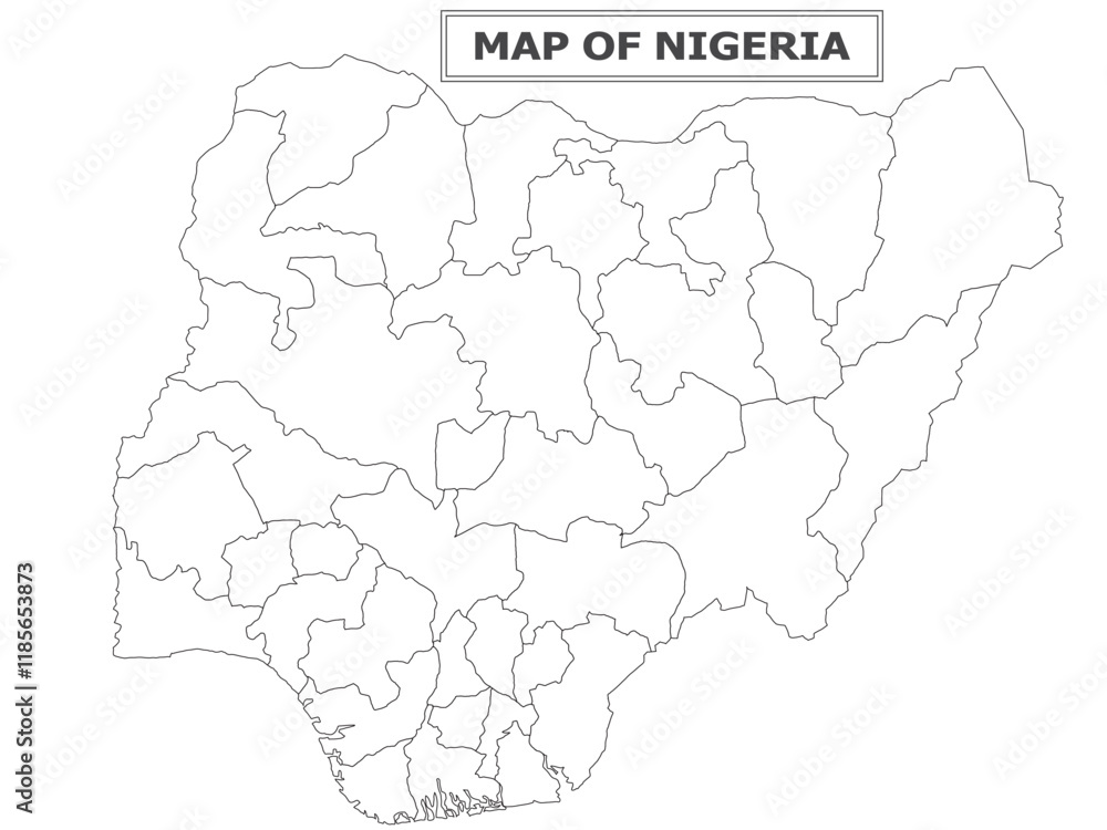 Obraz premium African Countries Geography Political map. Political map of country with capital, province or state capital, major cities and town.