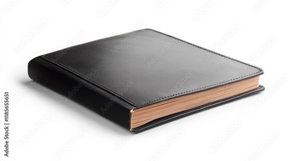 Classic black ring binder folder with soft shadows on a clean white background showcasing elegance and organization for office supplies Classic black ring binder folder with soft shadows on a clean white background showcasing elegance and organization for office supplies