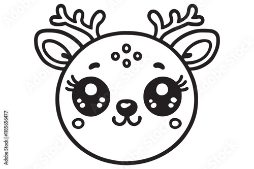 Cute cartoon reindeer face line art