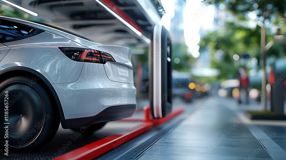 Fototapeta premium Compact electric powered parking pod with smart entry and modular design