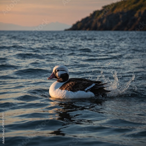 Write a short story about a Long-tailed Duck guiding lost travelers home. photo