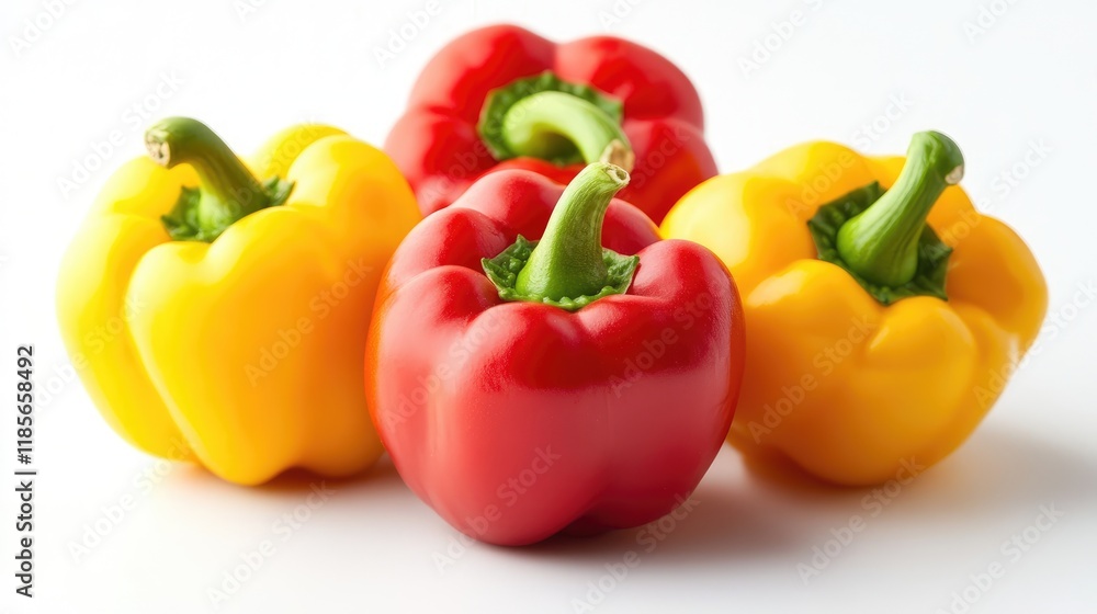 Ripe Mini Bell Peppers in Bright Colors on a Clean White Background for Fresh Produce Marketing Ripe Mini Bell Peppers in Bright Colors on a Clean White Background for Fresh Produce Marketing