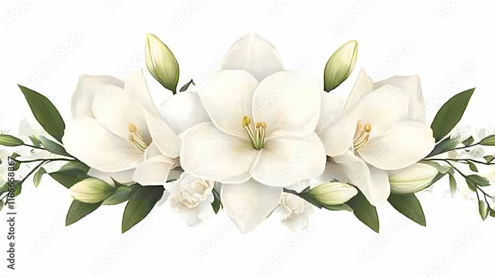 Fototapeta premium Beautiful cutout blooming lilies with buds