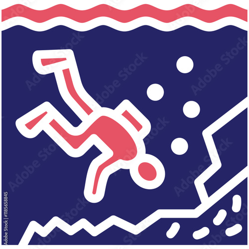 Deep Diving vector icon illustration of Vacation and Tourism iconset.