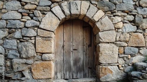 Wallpaper Mural Rustic Door Archway Framed by Weathered Stone Wall in a Historic Setting Torontodigital.ca