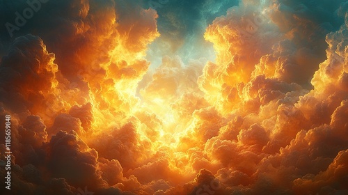 Wallpaper Mural A vibrant depiction of dramatic clouds illuminated by warm sunlight, evoking a sense of awe and tranquility. Torontodigital.ca