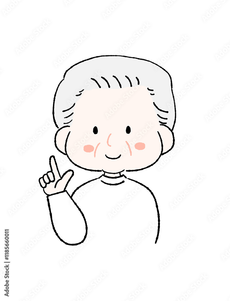 Fototapeta premium ポイントを指すかわいいおじいちゃん
