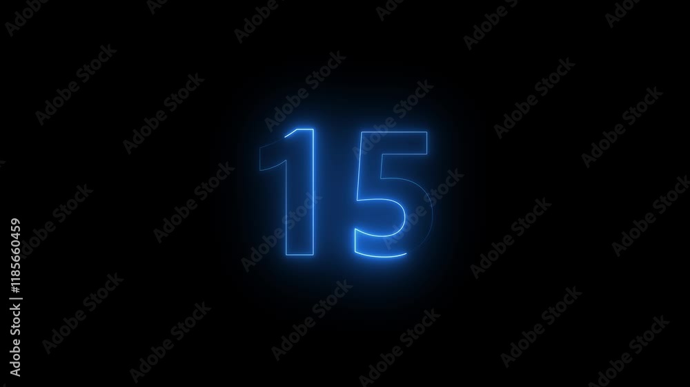 Neon countdown number animation on black background. 0-10 counting down seconds neon number. Neon countdown number animation on black background. 0-10 counting down seconds neon number.
