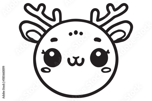 Cute cartoon reindeer face line art