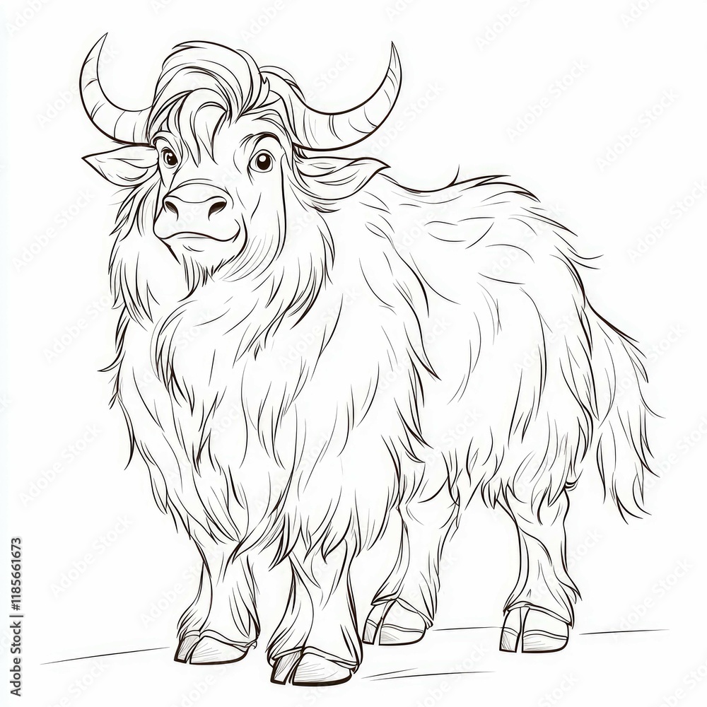 Obraz premium Majestic Yak: A Stunning Line Drawing of a Himalayan Beast