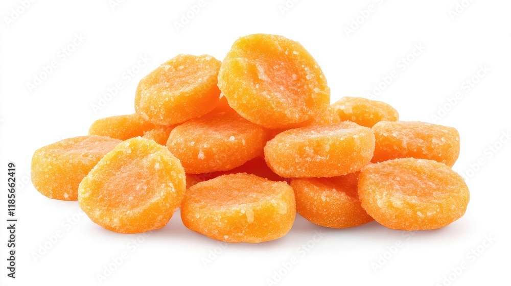 Dried Crunchy Carrot Slices Piled on White Background for Healthy Snacking and Culinary Uses Dried Crunchy Carrot Slices Piled on White Background for Healthy Snacking and Culinary Uses