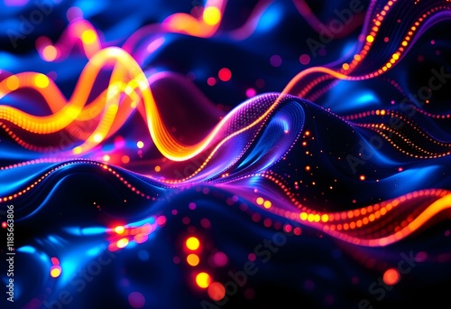 Vibrant Neon Waves: An Abstract Digital Art Piece
