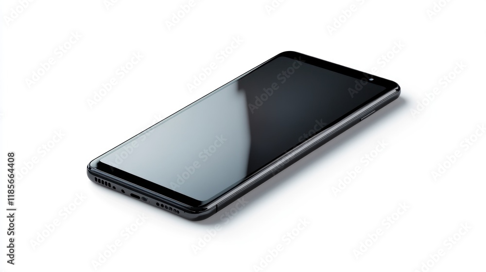 Sleek black smartphone isolated on white background. (1) Sleek black smartphone isolated on white background. (1)