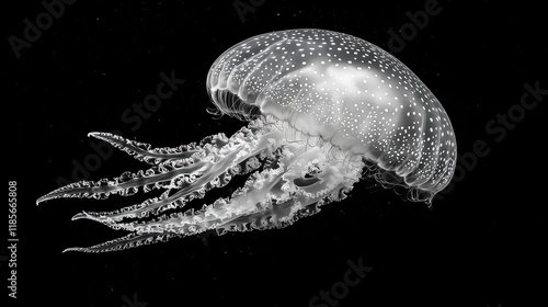 Majestic Spotted Jellyfish in Monochromatic Elegance photo