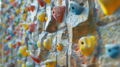 Rock Climbing Wall: A man-made structure tailored for rock climbing, featuring various difficulty levels to test skills, strength, and endurance in an exciting setting.
 photo