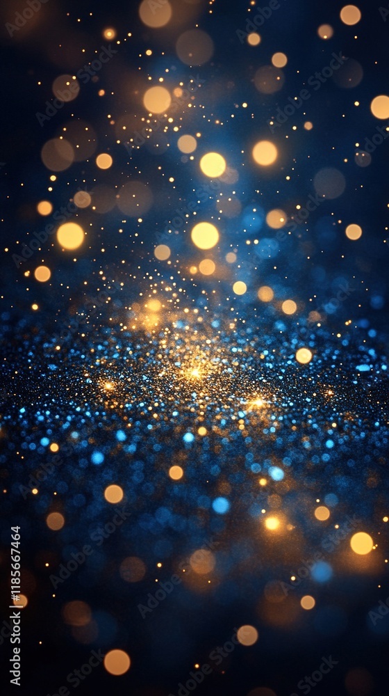 A mesmerizing blur of blue and gold lights creating a sparkling, dreamy atmosphere. A mesmerizing blur of blue and gold lights creating a sparkling, dreamy atmosphere.