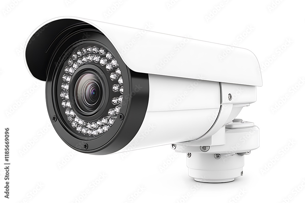 White security camera with night vision isolated