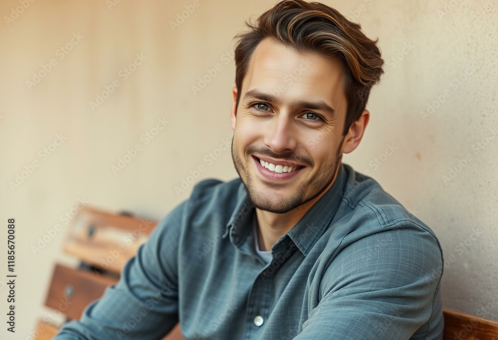 Fototapeta premium Portrait of a relaxed male hipster with a subtle smile