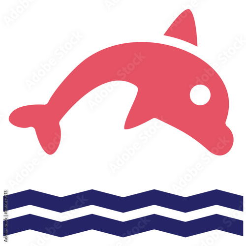 Dolphin vector icon illustration of Coastline iconset.