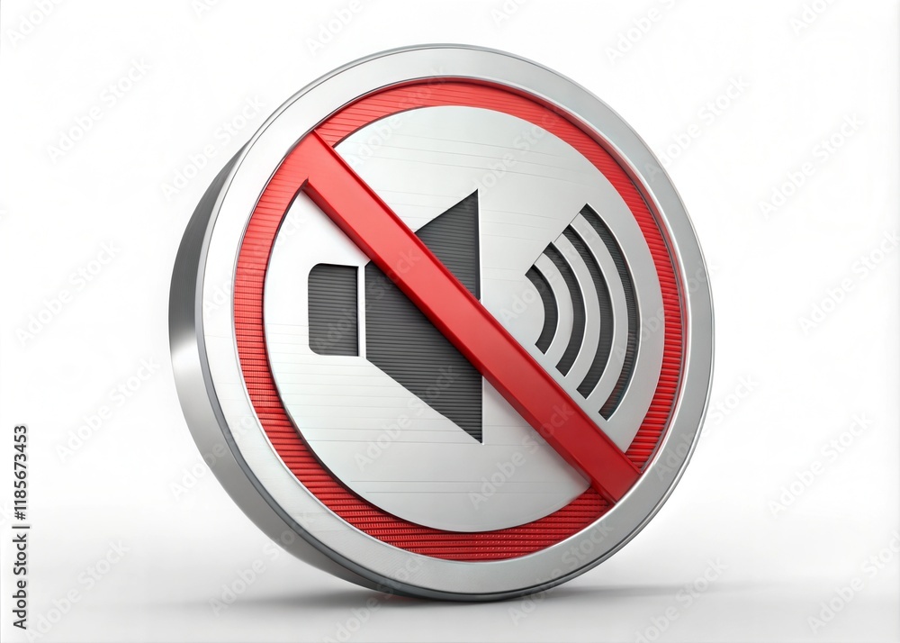 3D Rendered Mute Icon Illustration for Audio and Video Controls