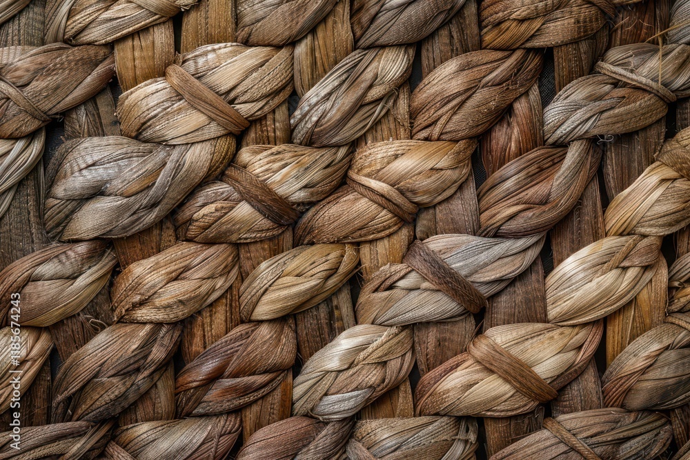 A close-up view of a woven texture made from natural fibers, showcasing intricate patterns and colors. A close-up view of a woven texture made from natural fibers, showcasing intricate patterns and colors.