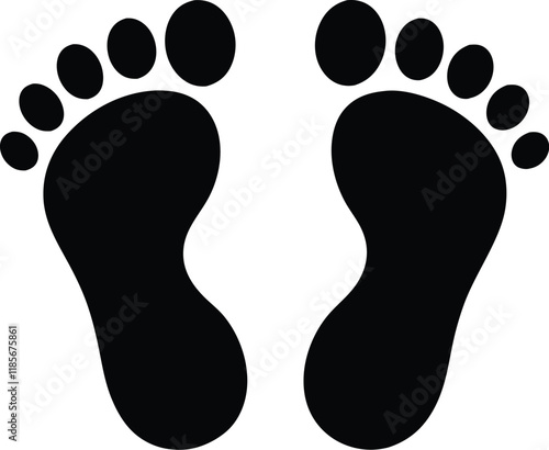 footprint silhouette vector, human footprint icon vector