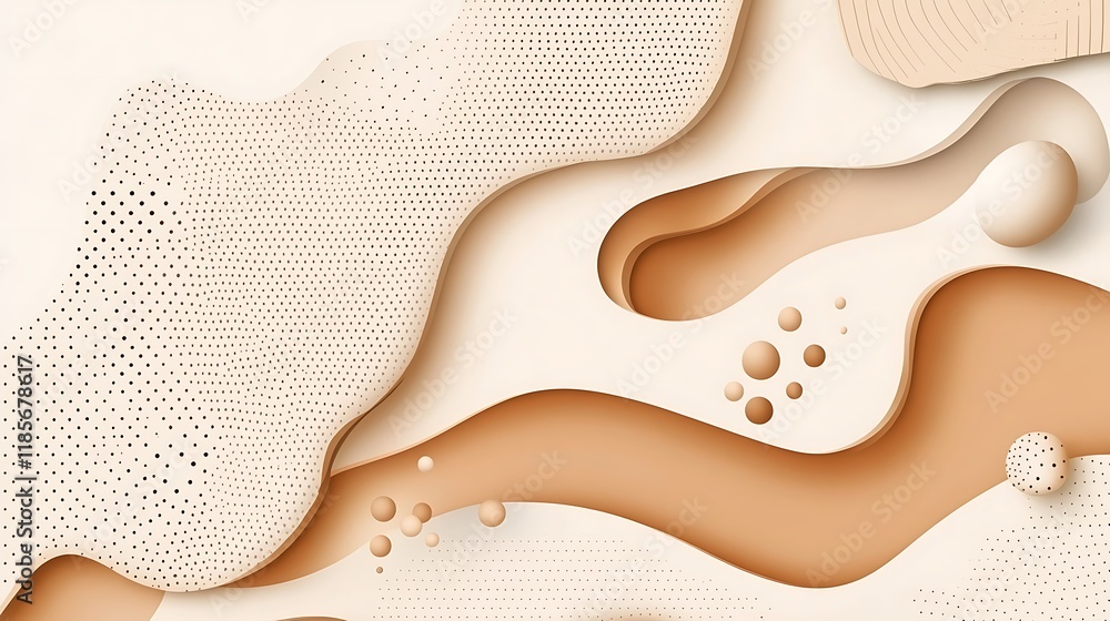 Obraz premium Abstract Beige And Brown Wave Pattern Design